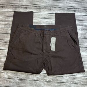 JACHS New York Mens Slim Fit Mid Rise Pants 42 x 30 Dark Chocolate Brown Tapered